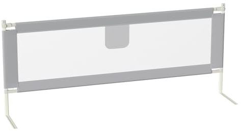 Hebitod Griglia di protezione per lettino, 200 x 80 cm, altezza regolabile, 64 – 96 cm, stabile griglia per letto con chiusura di sicurezza, tessuto traspirante, grigio