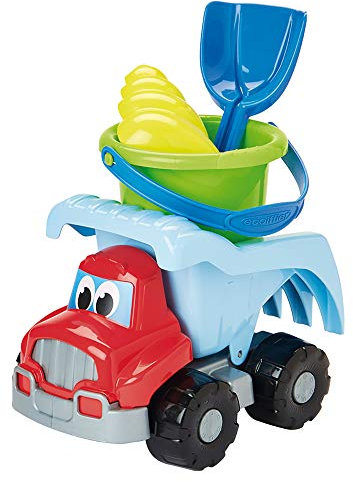 Jouets Ecoiffier - 502 - Camion Benne Plage Garni - Avec Set de jeux de sable - Jeu de plein air - Dès 18 mois - Fabriqué en France