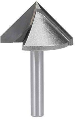 sourcing map 90 Grad V Nut Fräser 32 mm Durchmesser mit 6 mm Schaft Titanstahl bestückter V Nut Bit (grau)