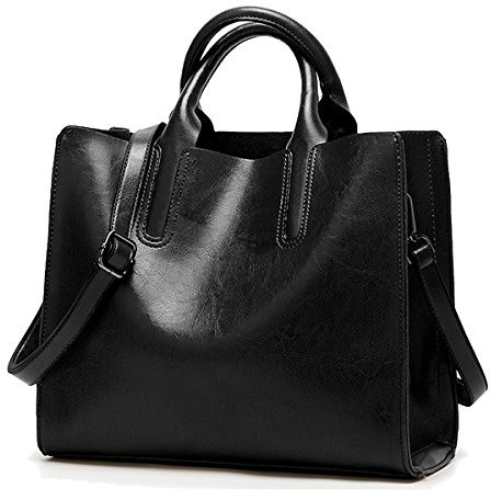 Coolives Tote Sac Cabas avec Bandoulière pour Femme en Cuir PU Sacs à Main portés Main Carré Noir