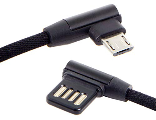 Cablecc Câble de données Micro USB 5 Broches/USB-C 3.1 Type-C vers Gauche et Droite coudé à 90 degrés USB 2.0 avec Manchon pour Tablette et téléphone 15 cm (Micro USB 5 Broches)
