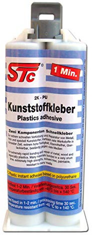 STC 2K PUR Kunststoffkleber kfz SPEED 1 Min. (ca. 30 Sek. Verarbeitungszeit) Doppelkartusche 50 g Industriekleber 1:1 schwarz Kunststoffreparatur
