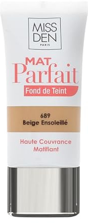 Fond de Teint Mat Parfait - Miss Den - Haute Couvrance - Matifiant - Teinte 689 Beige ensoleillé