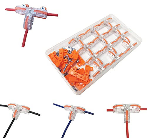 Connettori Compatti, CTRICALVER 12 pcs Connettore elettrico di tipo T, Morsetti Elettrici Rapidi, Con viti e base, Nylon