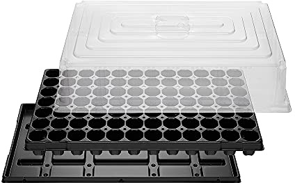 QuickPot Anzuchtset vom Profi | 3 Sets: Anzuchtplatte je 84 Töpfe, Untersetzer, Haube 12mm | Made in Germany | sehr stabil, lichtbeständig Schwarz