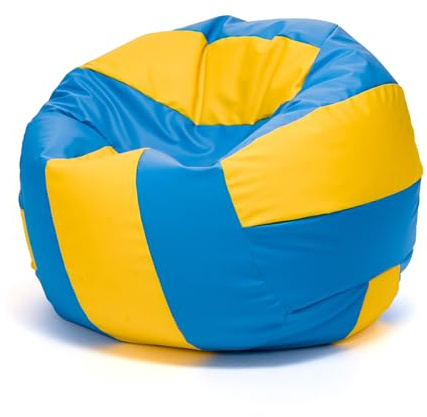 Ecopuf Basketball Sack XL - Cojín de Juego de Cuero sintético - Ideal para Aficionados al fútbol, niños - Puf para salón - Puf de Terciopelo - Silla Gaming puf - 90 x 65 cm, Voleibol