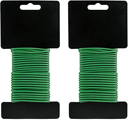 KINGLAKE 2Pcs x 5m Green Garden Soft Tie, 3mm Garden Flexible Wire Tie Plant Twist Wire Plastic Coated