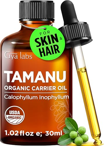 Gya Labs Bio-Tamanu-Öl für Haut, Gesicht - 100% reines, natürliches, unraffiniertes Bio-Tamanu-Trägeröl für Haare, beruhigend & erneuernd (30 ml)