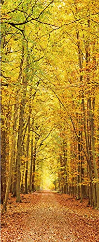 A.Monamour Türtapete Selbstklebend Türfolie Türposter 3D Herbst Wald Weg Vinyl Folie Türdeko Tapete Wandbild Türaufkleber Türtattoo 90 x 200 cm