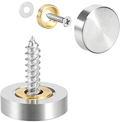 20er Set Spiegel Schrauben mit Kappen | 19mm Zierschrauben mit Abdeckkappe | Kupfer Spiegelnägel [Farbe - silber] - Spiegelkappe | Badezimmer Dekorativ Schrauben | Befestigungsschrauben für Spiegel