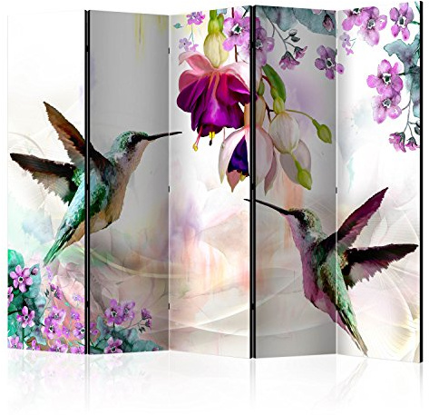 murando - Paravent Décoratif Intérieur Acoustique, Nature, 225x172 cm | 5 Panneaux, Séparateur de Pièce Insonorisant, Isolation Phonique, Pour Bureau, Fabrication EU, Mousse Acoustique, Fleuri
