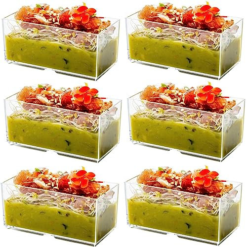 LATERN 50 Piezas Tazas de Postre de Plástico, 140ml Vasos de Postre Rectangulares Copa de Aperitivo de Parfait Transparente Tazón para Servir Reutilizable para Fiesta de Mousse Pudín (9,8 x 4,7cm)
