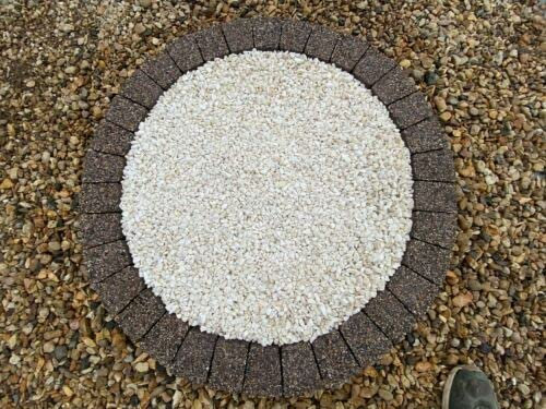 110 cm Garden Stones Circle Tree Surround Granite Bricks Plant Flowers Ring Lawn Grass Border Edging Decorative Concrete Stones Fountain Statue Bird Feeder Base Surround Brown Slabs