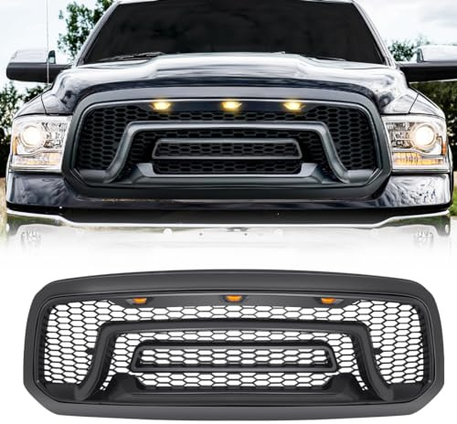 Allinoneparts Front Grille Compatible with 2013-2018 Dodge Ram 1500, 2019-2023 Ram 1500 Classic, Bumper Grill with Amber Lights (NO RAM LETTER)
