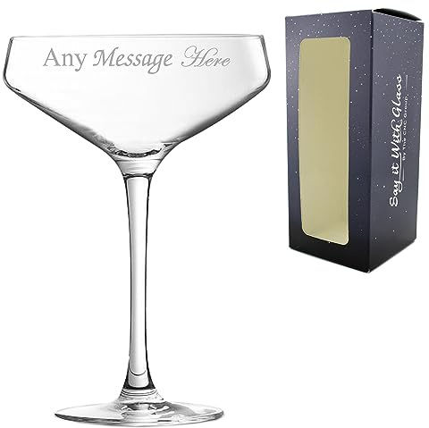 Personalised Engraved Cabernet Cocktail Champagne Saucer, Personalise with Any Name or Message for Any Occasion, Stylize from a Variety of Fonts, Gift Box Included, Laser Engraved