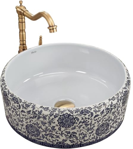 Rea Vasque à poser Florisa Lavabo Salle de Bain 400 x 400 x 150 mm en Céramique (noir/blanc)