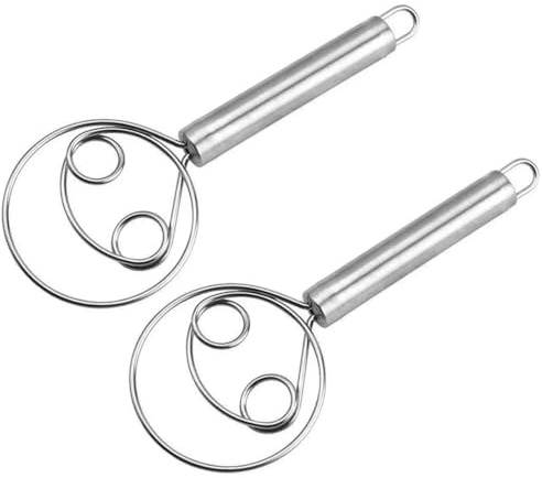 BZKSER Fouet Cuisine - 2 pcs Fouet, Batteur d'œufs, pâte danoise, Fouet avec Manche en Fil d'acier Inoxydable pour la Fabrication de gâteaux à Pain Acier Inoxydable Mini-mélangeur Agitateur (argenté)