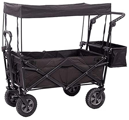 Outdoor-Klappwagen, zusammenklappbarer Bollerwagen mit Dach, Outdoor-Gartenwagen mit Bremsen, All-Terrain-Campingwagen