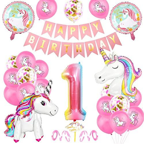 Set di palloncini rosa decorazione per il 1° compleanno - decorazione di compleanno