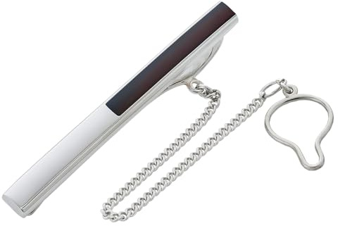 AMBEDORA Herren Silber Krawattenklammer mod. 11 mit Bernstein, Moderner Stil, Naturbernstein in Kirschfarbe, Geschenk für Männer