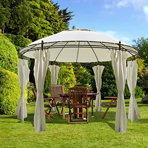 Runder Pavillon mit Vorhängen, 3,5 x 2,7 m
