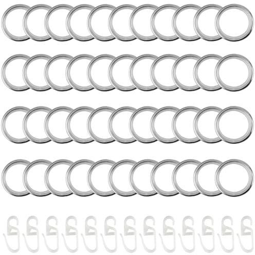 CHUIFAI 40 Stück 30mm Metall Gardinenringe mit Haken, 40 Vorhang Hängend Ringe + 40 Kunststoff Gardinenhaken, Vorhangringe Silber, Gardinenringe mit Clips für Duschvorhänge Fenstervorhänge