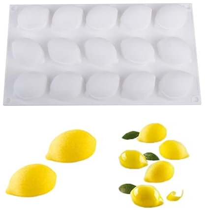 Goldyida moul à 15 trous - Moule en silicone pour citron, desserts 3D - Bougie pour savon, gâteaux, pâtisseries, biscuits