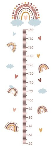 LIbgiubhy Cartoon-Kinder-Messlatte, Aufkleber, lustige und lehrreiche Regenbogen-Wand-Höhenmesslineal, Heim-Wanddekoration
