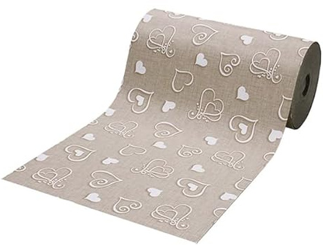 SaRani Tappeto Guida Passatoia Corsia Runner da Cucina Gomma Antiscivolo Fantasia Cuore Bianco (Beige, 350x50 cm)