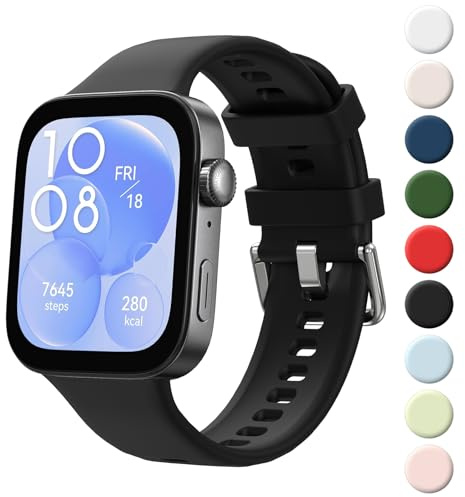 Tobfit Armband för Huawei Watch Fit 3 armband kvinnor män, silikon ersättningsarmband klockarmband för Huawei Watch Fit 3 (svart)