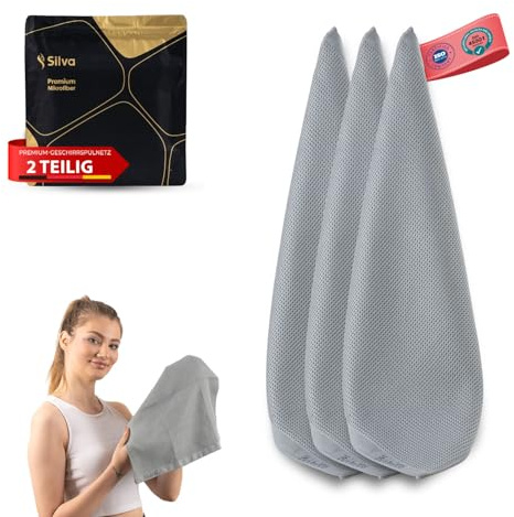 Silva Mikrofaser Trockentücher 3er Set 40x40 cm – 20x saugstark, fusselfrei & langlebig – Vielseitig für Bad, Glas, Spiegel, Dusche, Fenster, Küche, Geschirr & Auto (3 Stück)