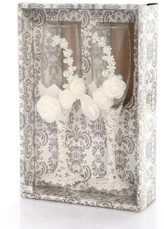 Zuasdvnk Flauta de champán de | Flautas de boda de encaje para novia y novio, copas de champán grabadas personalizadas, juego de copas de champán para parejas