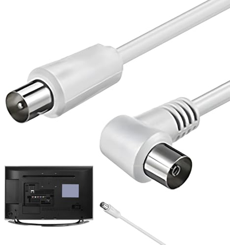 Avilia Prolunga Coassiale 1.5 Metri con Connettori Maschio/Femmina a 90° per Installazioni Facili - Ideale per Collegamenti Antenna/TV o Decorder Garantendo una Connessione Stabile e Sicura