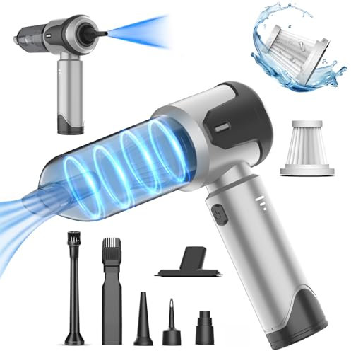 Dnoyevvs Aspirador de Mano, 25000PA Aspirador Coche Potente, 4 en 1 Mini Aspiradora de Mano Sin Cable con Accesorios, Aspiradora De Coches Portátil para Coche, Hogar, Oficina, Verde (C)