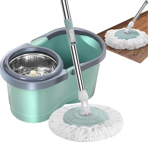 Balai À Franges Et Seau Essoreur, Vadrouille À Essorage Automatique, Vadrouille À Essorage avec Essoreuse, Ensemble De Seau pour Vadrouille Humide avec Rotation Automatique