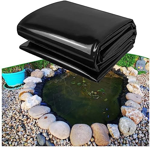 Faltbare schwarze Teichfolie, 3,5 x 9 m, 0,12 mm dick, Anti-Durchsickerungs-Membran für Koi- und Fischteiche, einfach zu installieren und wasserdicht, ideal für große Teiche und Wassergärten
