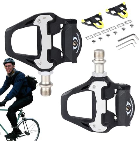 GjnjfdF Klicklose Fahrrad-Rennradpedale,Rennradpedale,Selbstsichernde Schuhplatten für Rennradpedale | Verschleißfeste, rutschfeste Fahrradpedale, Klickpedale, leichtes Fahrradzubehör für die Reise