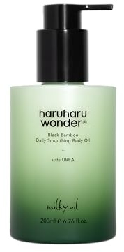 haruharu wonder Black Bamboo Daily Smoothing Body Oil, Fast Absorption, Lightweight, Non-Greasy, Deeply Hydrating, Locks in Moisture, Softens & Nourishes Skin, With Almond & Argan Oil, 200ml