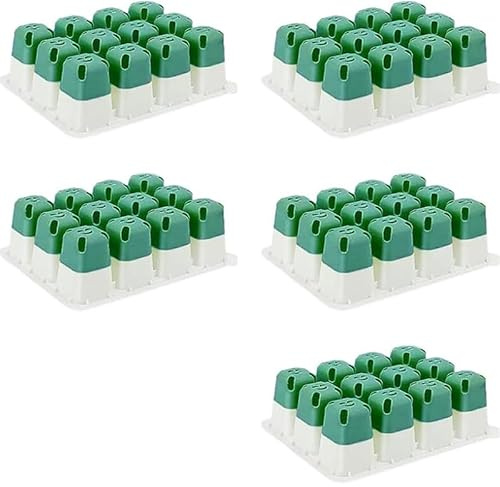 Constprog 5-Pack 12-Cell Reusable Silicone Seed Starter Trays - Ideal for Houseplant Sprouting, Plant Germination and Seedling Growing in Garden or Greenhouse (Green)