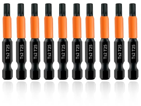 Glamifyr 10 Stück T25 Torx Bits, 50 mm Länge, 1/4 Sechskantschaft, Schraubendreher-Set mit Spender-Box
