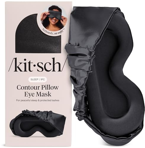 Kitsch Contour Pillow Eye Mask – Softer Than Silk Eye Masks for Sleep, Blindfold Sleep Masks for Women & Men, No Eye Pressure, Lightweight, Eye Care, Travel Essentials - Charcoal