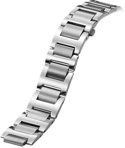 yeziu Edelstahl-Uhrenarmband Für Cartier Ballon Bleu Uhrenkette Mit Konkaven Und Konvexen Schnittstellen(Silver,22-14mm)