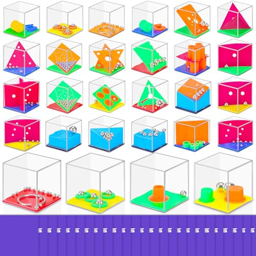 Gontence 28 Stück Geduldspiele für Kinder mit 28 lila Beutel - Knobelspiel | Mini Spiele für Kinder & Erwachsene | Mitgebsel Kindergeburtstag Give Aways | Spielzeug Geschenke Pinata Füllung Halloween