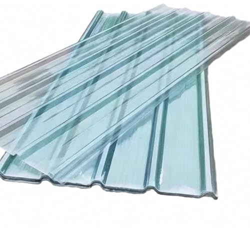 Klare Glasfaser Dachplatten, Wellblech FRP Lichtplatten Für Gewächshaus, Außenüberdachung, Garage, Transparent UV-beständig(3pcs,100cm/3.3ft)