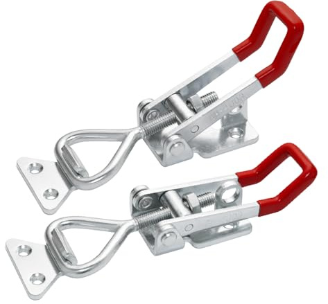 POWERTEC 2PK Heavy Duty Toggle Clamp Latch, 1320 lbs Holding Capacity, 4003 Adjustable Quick Release Pull Action Latch with Lock Hole for Smoker, CNC, Woodworking Jigs & Fixtures (20347-P2)