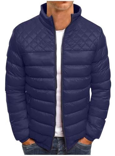 Genérico Cazadora Hombre Invierno Color Liso, Chaqueta Hombre Entretiempo Cuello Mao De Cremallera Sin Capucha, Plumíferos Running - Bombers Termica Moda