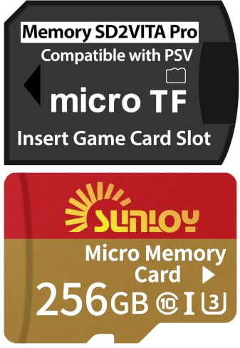 SD2Vita 6.0 PS Vita Memory Card Adapter with 256GB Micro SD Card, Up to 140MB/s microSDXC UHS-I Flash Memory Card with PSVita SD Card Adapter for PSV 1000/2000 PSTV FW 3.60 HENkaku Enso System
