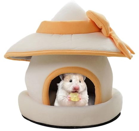 Bomefoi Kaninchen Hütte - Niedliches Warmes Kaninchenhaus Mit Süßem Hut,Entfernbarer Hamsterkäfig - Für Chinchilla Meerschweinchen Frettchen Igel Hühner Kätzchen Kleine Tiere Zuhause Innen