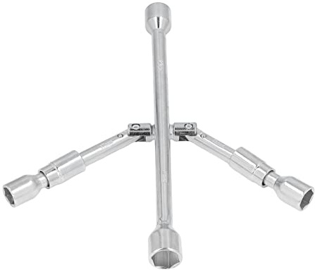 XZXCVN Llave Cruz de 14 Pulgadas, Llave de Vasos Plegable 180°, Acero de Alto Carbono, 4 Tamaños para Reparación de Automóviles - Diseño Compacto, Resistente y Práctico para Mecánicos y