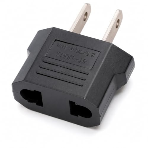 CABLEPELADO Adaptador de Enchufe de Europa a Enchufe EEUU | Adaptador de Corriente Europeo a Americano | Enchufe Viaje | 6A 125V | 10A 250V | Negro | 1 Unidad